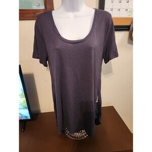 Old Navy Gray Slit Side Blouse Women’s Size M Medium Top Casual Long Sleeve
